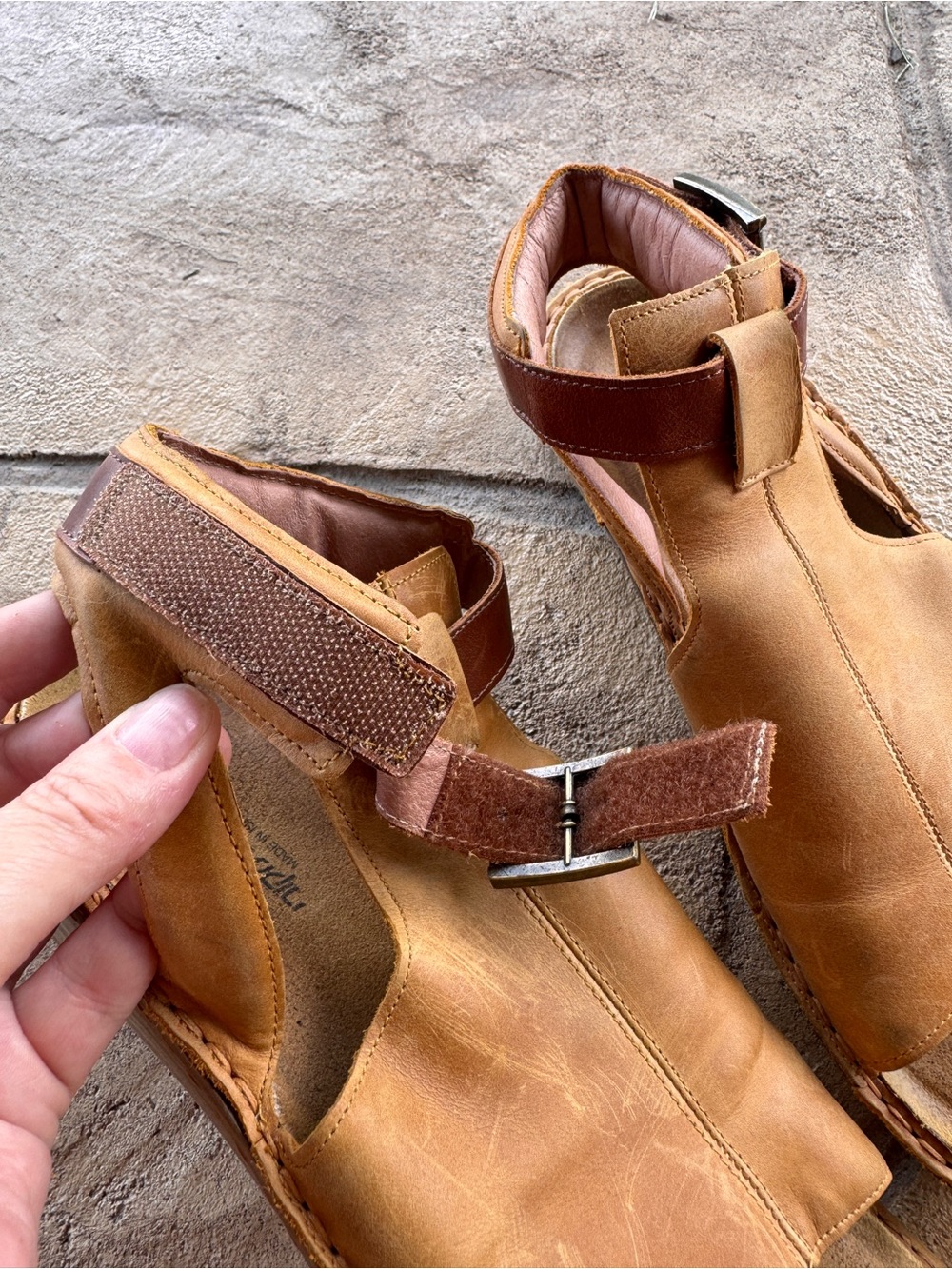 Naot Verbena Leather Ankle Strap Open Toe Comfort Wedge Sandals Tan Brown EU 40 - Picture 8 of 13